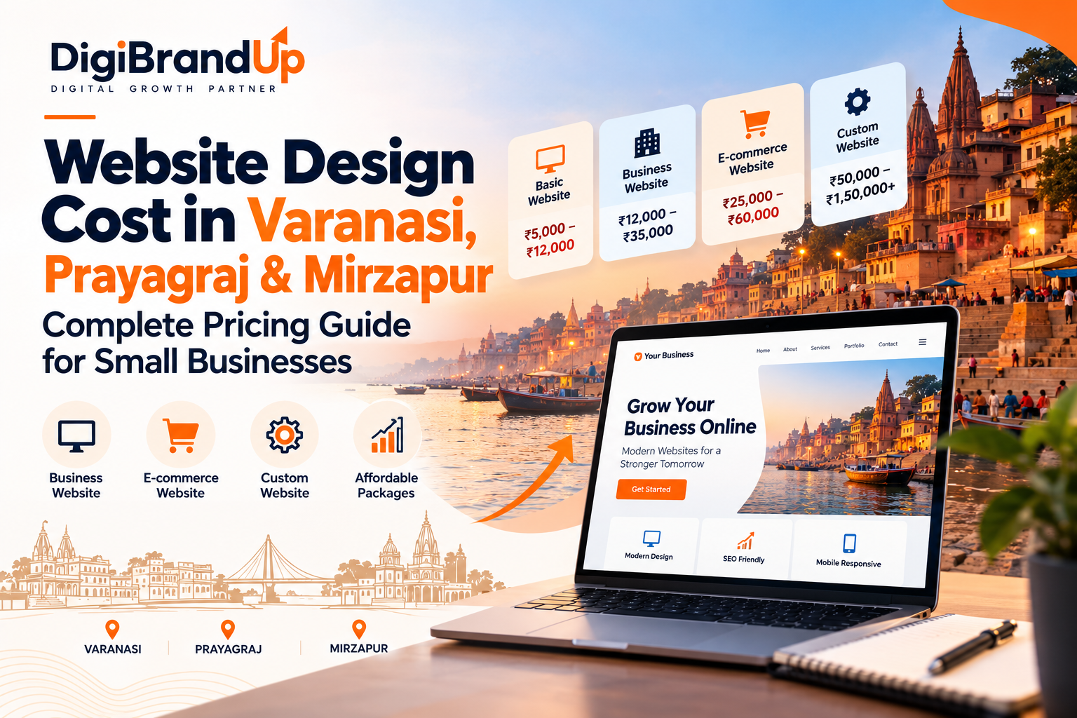 Website design cost in Varanasi, Prayagraj and Mirzapur pricing guide for small businesses