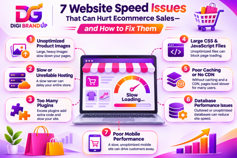 Seven common website speed issues affecting ecommerce website performance and online sales