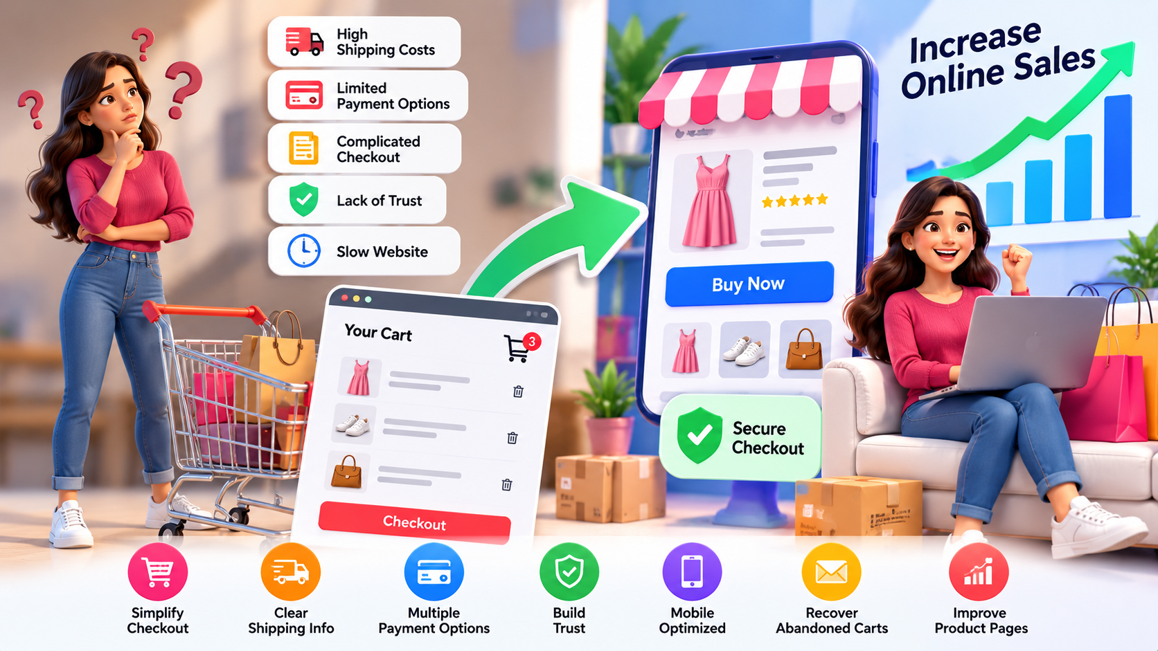 Increase Online Sales by reducing cart abandonment