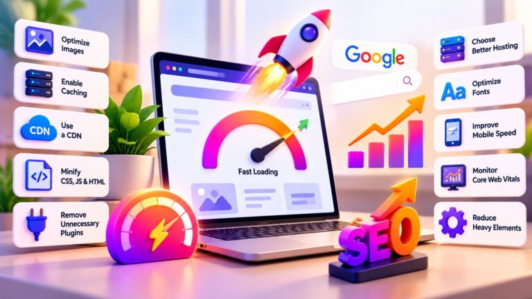 Website speed optimization tips to improve loading time and Google rankings